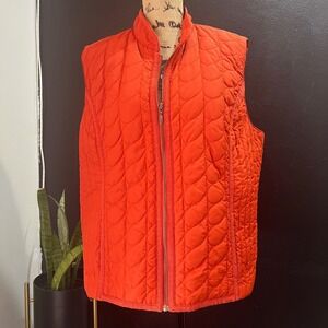 Chico's Quilted Vest - Orange, Sleeveless, Full‎ Zip, Lightweight, Comfortable